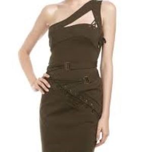 L.A.M.B. Asymmetric Lace-Up One-Shoulder Dress